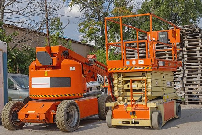 heavy-duty forklift maneuvering through a busy warehouse in Alviso CA